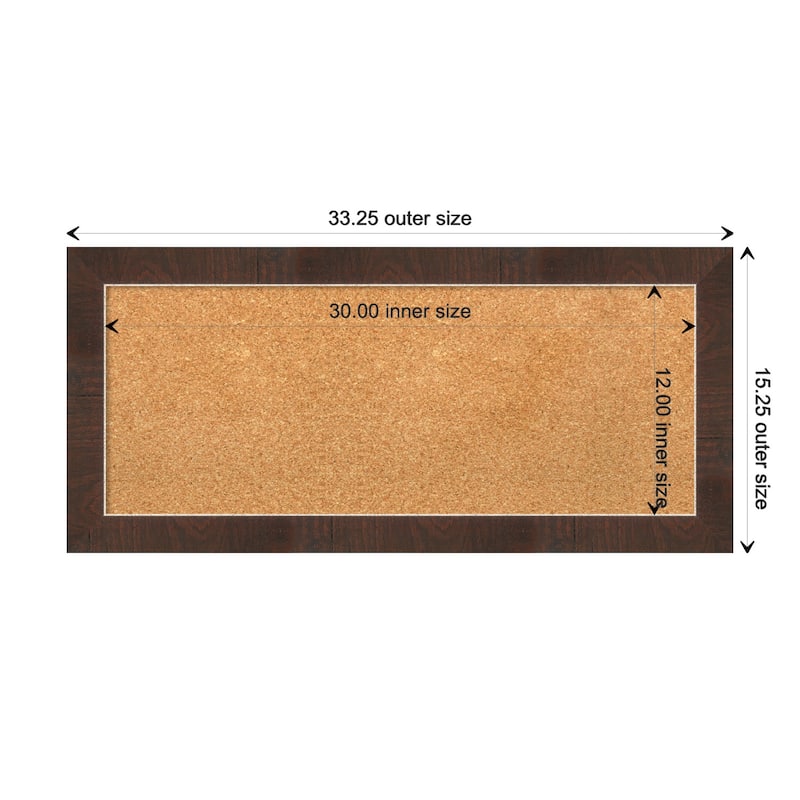 Wildwood Brown Narrow Framed Cork Bulletin Memo Board