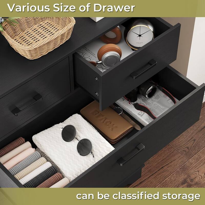 Bedroom Dresser Charging Station Storage Drawers Chest of Drawers