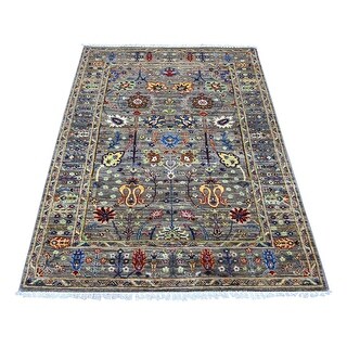 Shahbanu Rugs Nevada Gray Fine Aryana 100% Wool Hand Knotted Ziegler ...