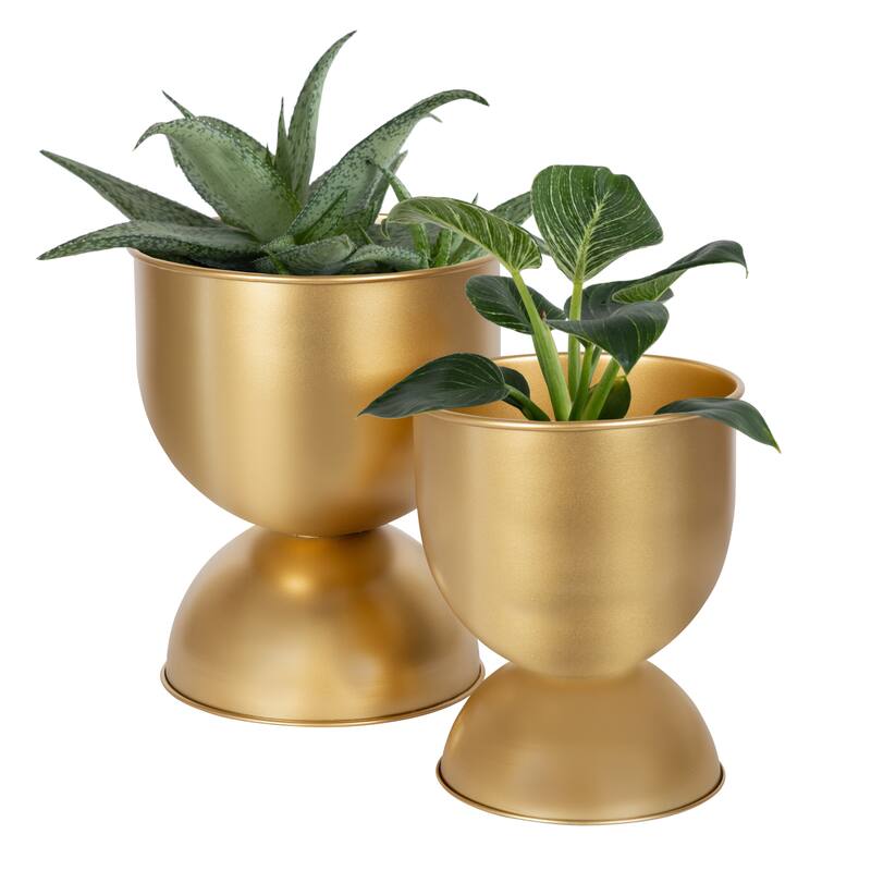 Kate and Laurel Volz Tabletop Planter Set - 2 Piece - Gold