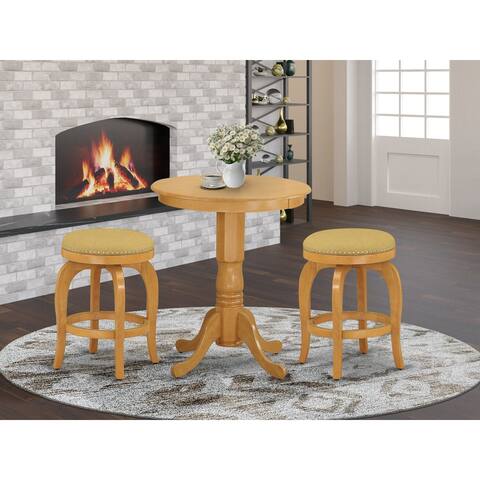 East West Furniture - 3-Pc Dinette Room Pub Set - 2 Parson Chairs and 1 Kitchen Table -Oak Finish (Chair Style Options)