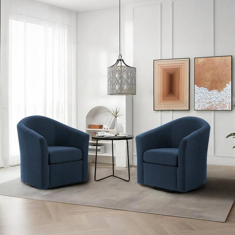 Anna 30"W Swivel Barrel Accent Chair Set of 2 - Blue