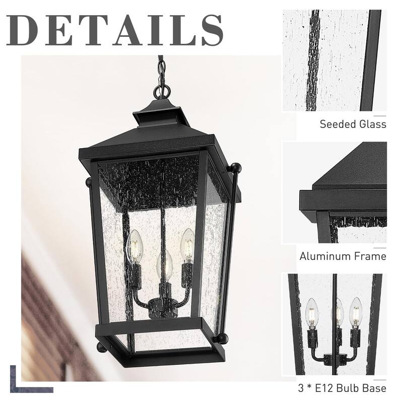 23.5'' Outdoor Pendant Light, 3-Light Outdoor Candle Light
