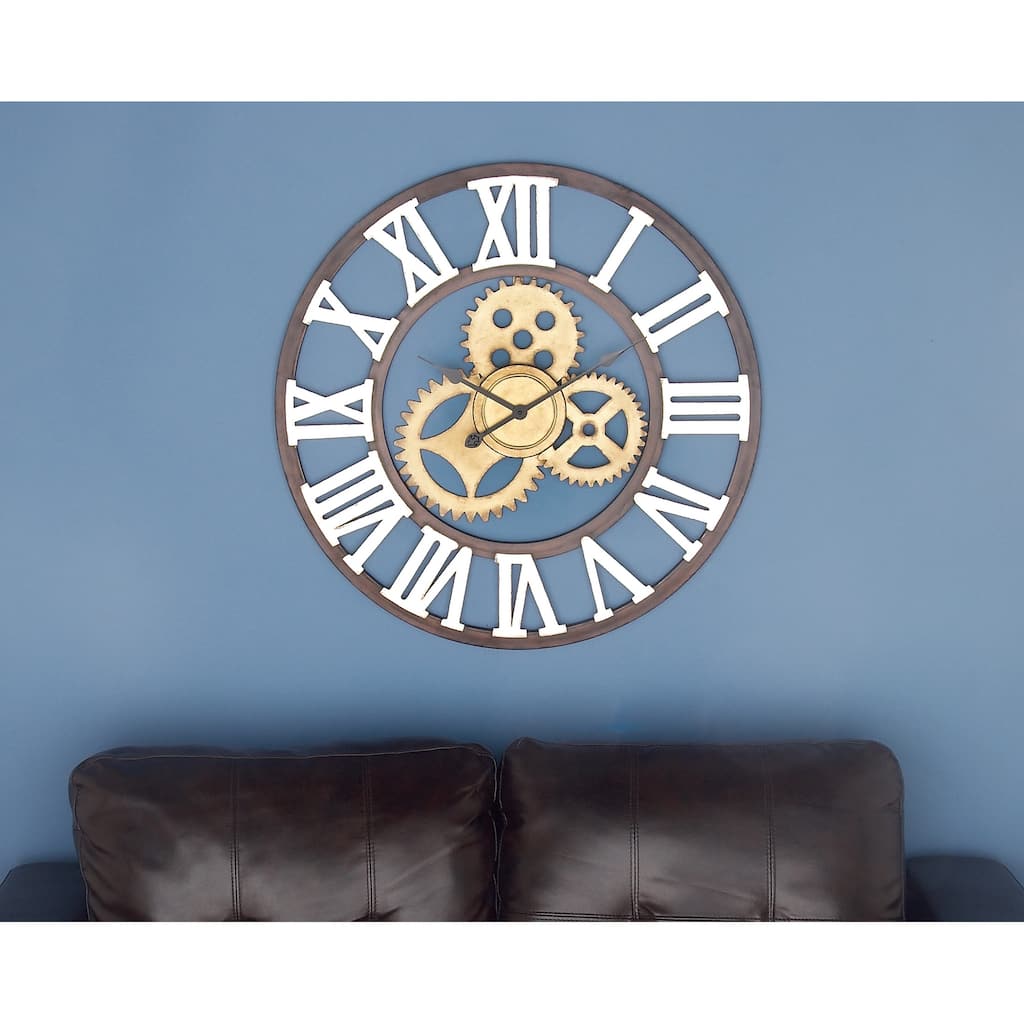 Brown Metal Gear Decorative Wall Clock