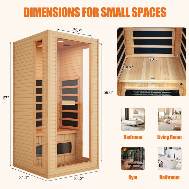 Recharge at Home: 1-Person Infrared Sauna with Bluetooth