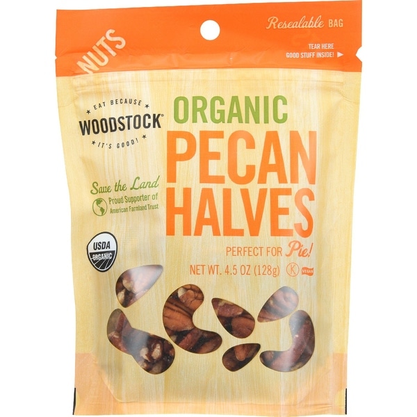 Woodstock Organic Pecan - Halves - Case of 8 - 4.5 oz.