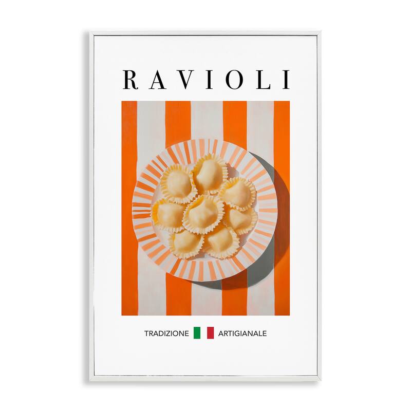 Stupell Traditional Ravioli Pasta Framed Giclee Art Design By Andreas Magnusson - 12 x 18 - White
