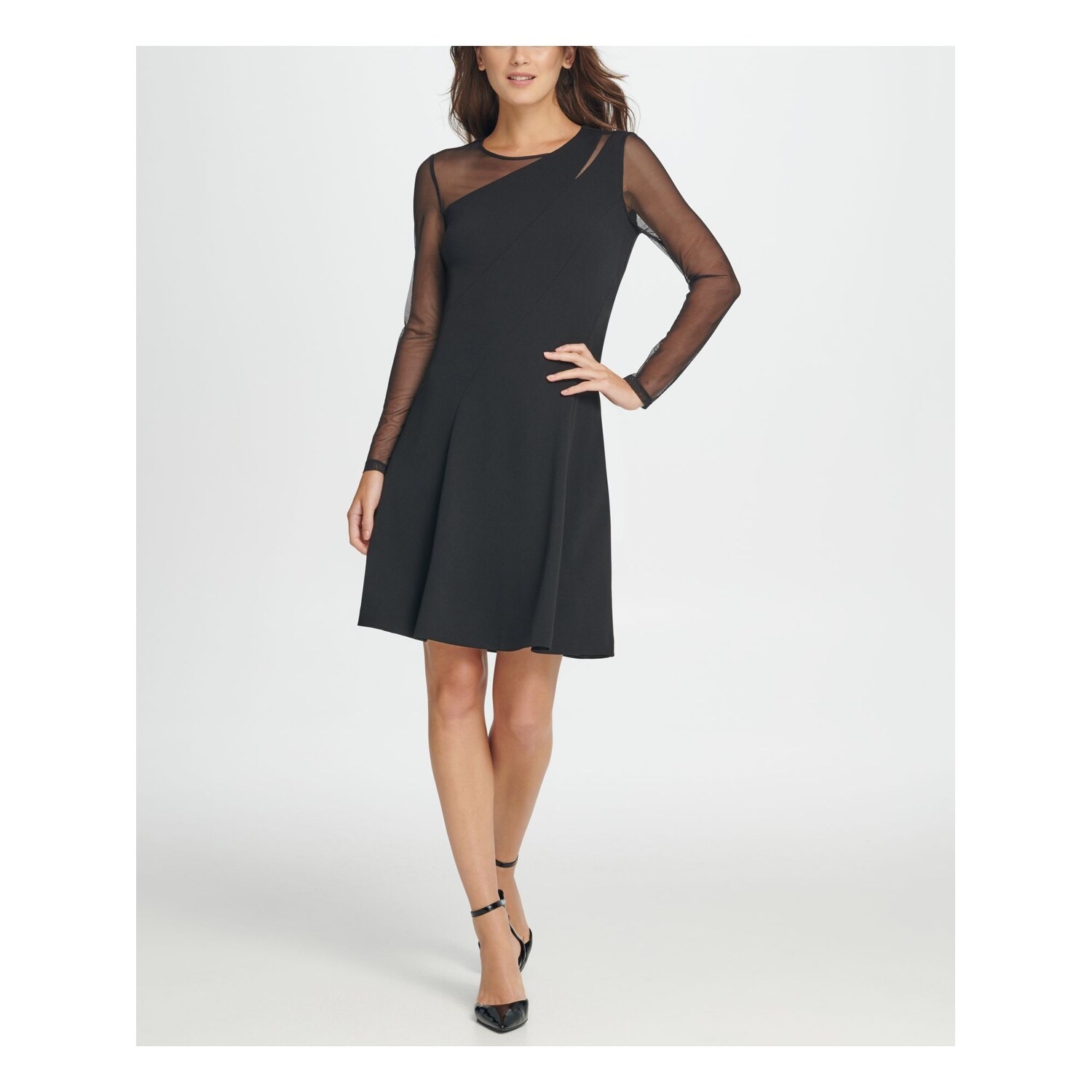DKNY Womens Black Long Sleeve Short Fit