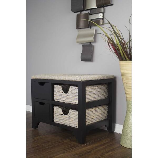 Shop Top Storage Bench W 2 Drawers And 2 Hyacinth Storage Baskets