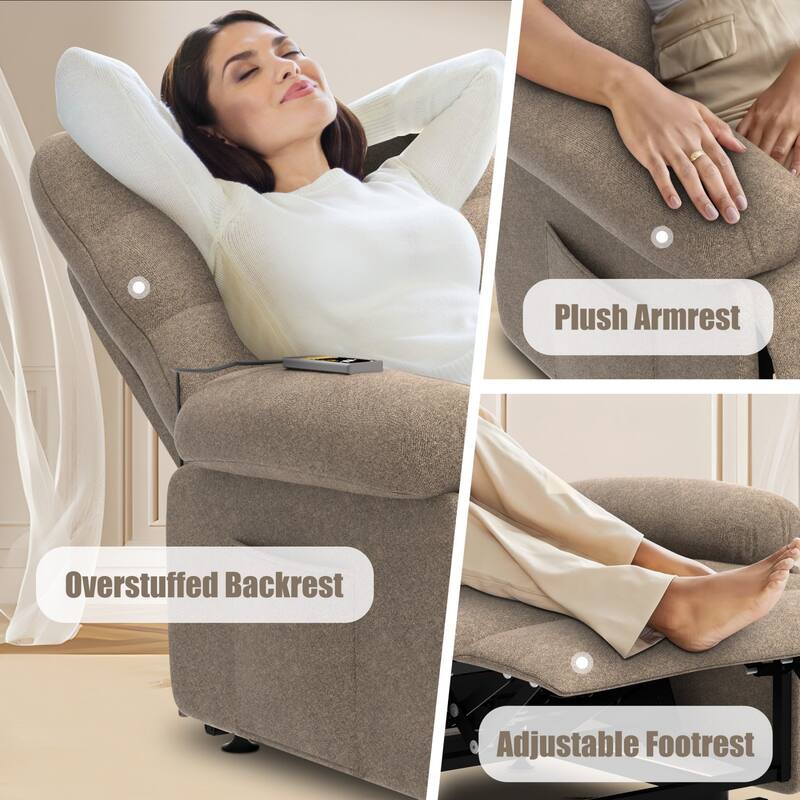 Breathable Fabric Recliner With Remote Control ,Side Pockets ,Adjustable Backrest And Footrest