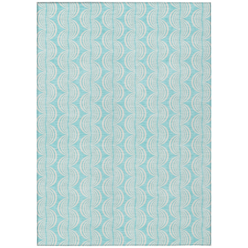 Machine Washable Indoor/ Outdoor Wavy Modern Chantille Rug