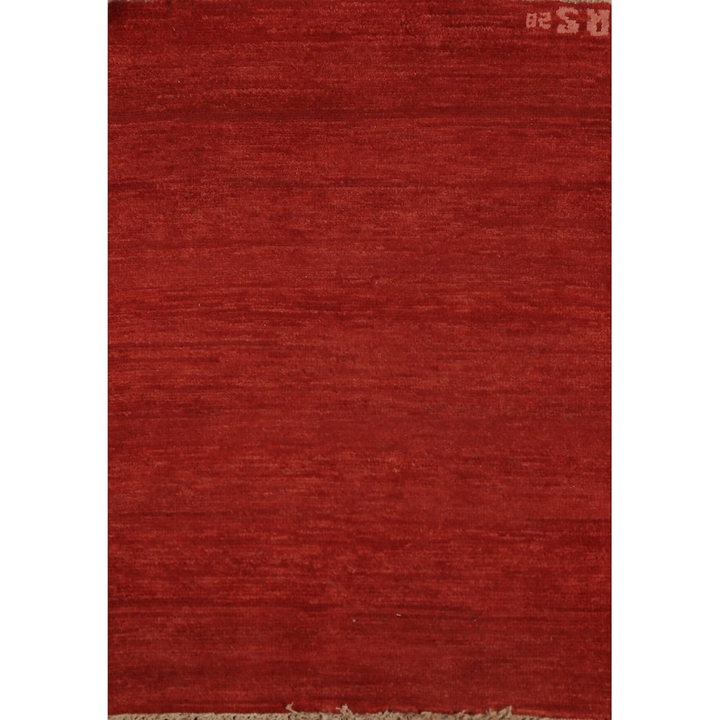 Modern Gabbeh Oriental Foyer Rug Handmade Red Wool Carpet - 1'10"x 2'10"