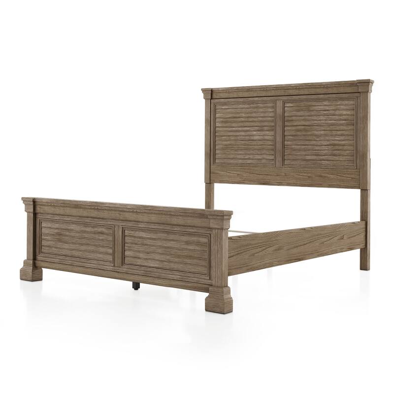 Furniture of America Wacine 6-Piece Weathered Grey Solid Wood Panel Bedroom Set