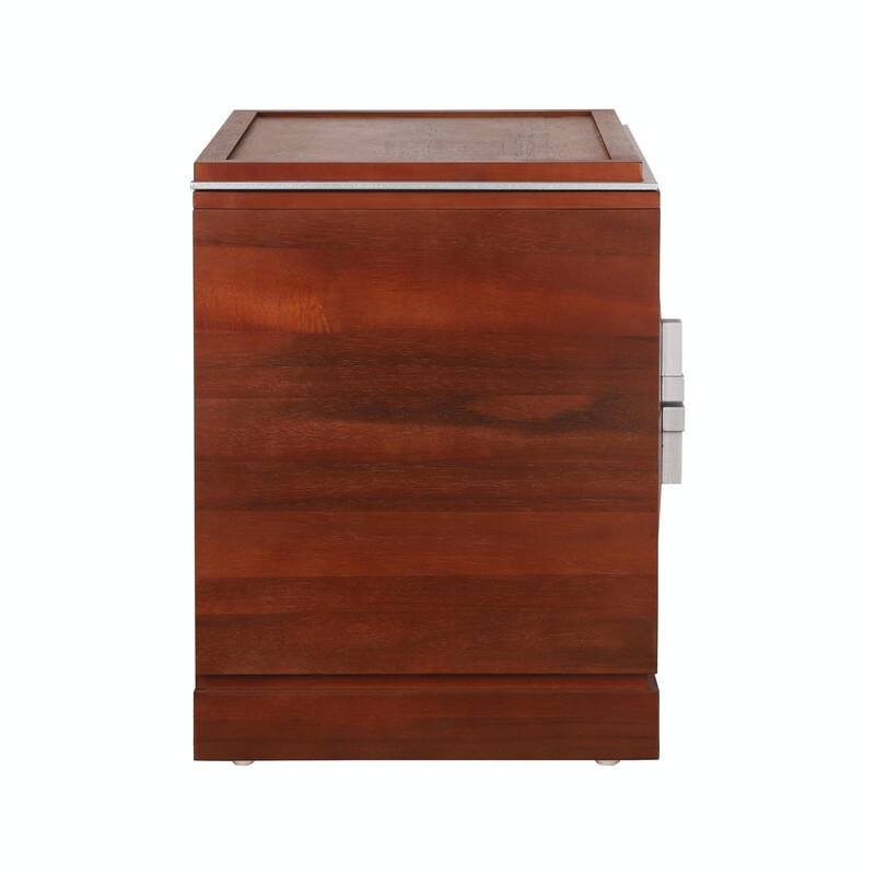 Mid-Century Modern Nightstand with 2 Drawers - Wide Wood End Table with Diamond Design and Heavy-Duty Base