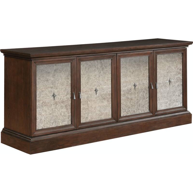 Traditional Wooden Buffet with Textured 2 Double Door Cabinet, Brown