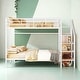 preview thumbnail 2 of 11, Twin Over Twin Metal Bunk Bed with Ladder and Wardrobe, White