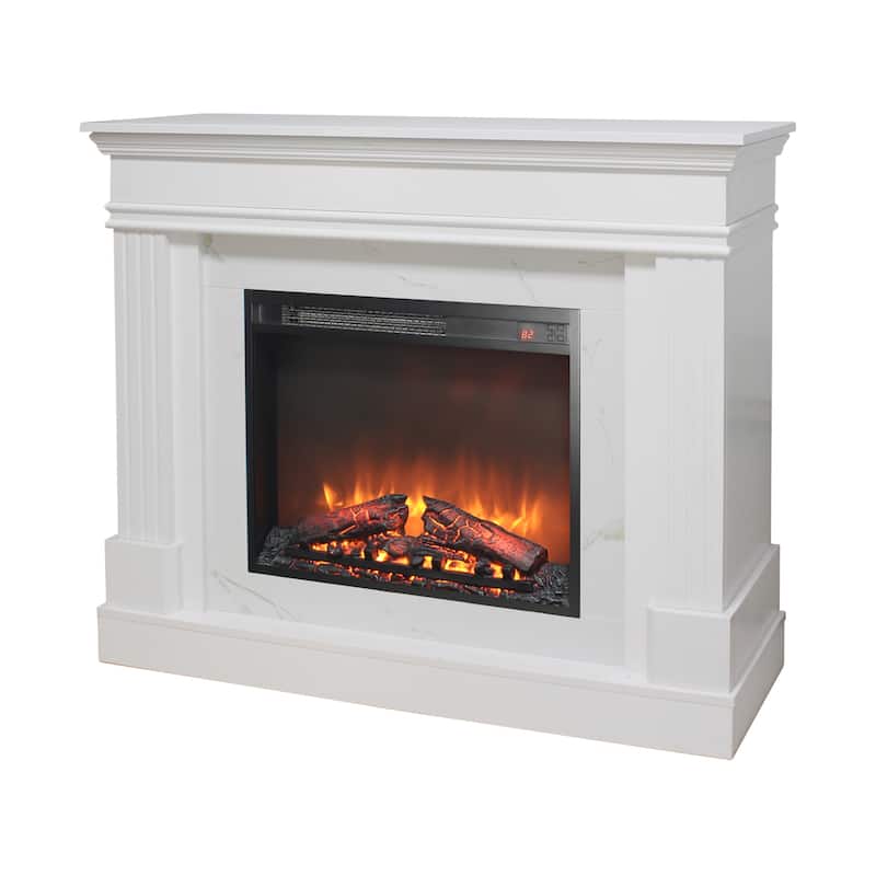 44" Electric Fireplace with Mantel,23" Fireplace Insert Heater, Realistic Log and Flame Effect, Remote Control, Timer