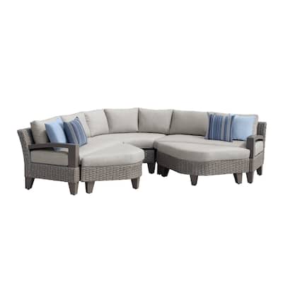 OVE Decors Sutton II 5-Piece Grey Sectional Patio Set with Ottomans