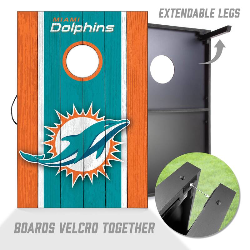 Miami Dolphins NFL Compact 2x3 Tailgate Cornhole Board Set