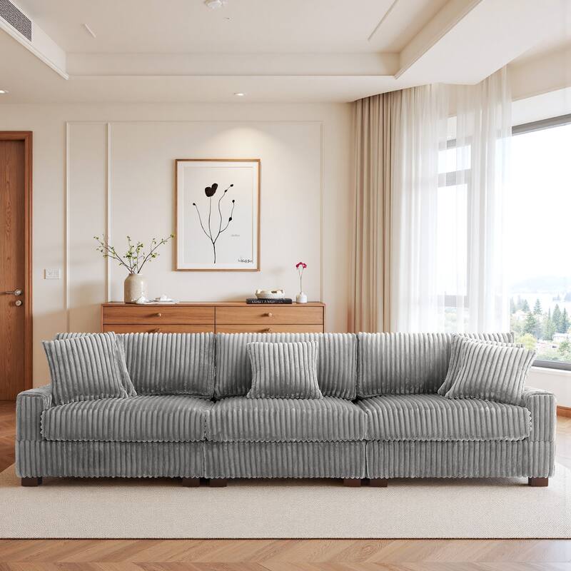 Modular Sectional Sofa Set with Adjustable Headrests and Ottomans