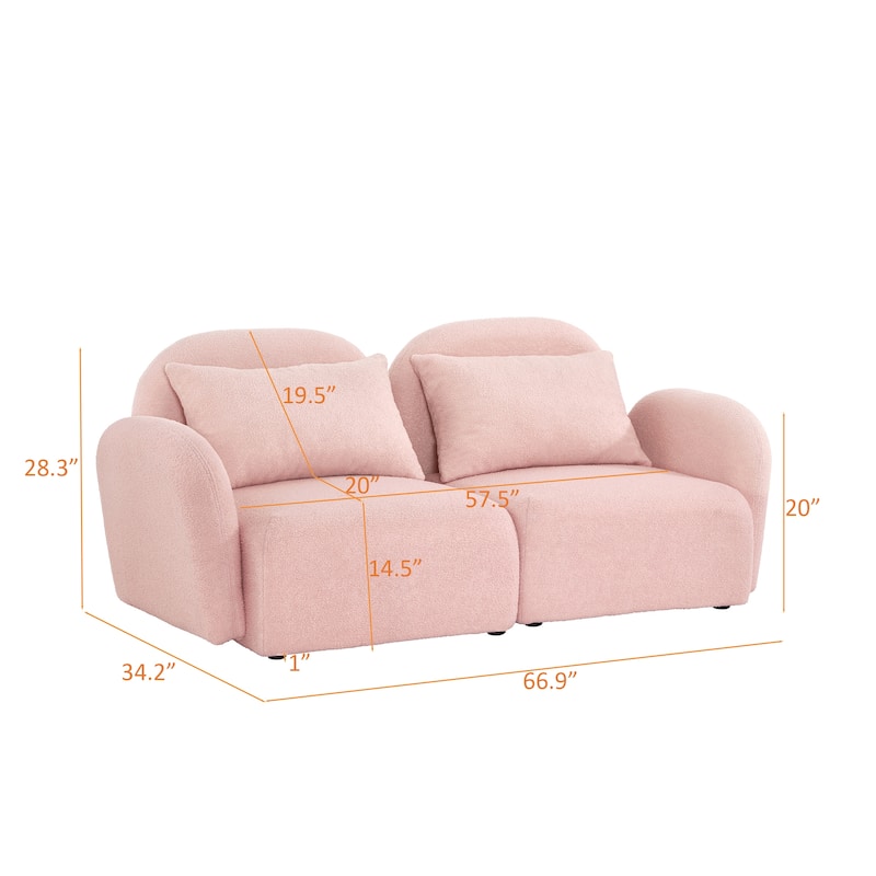Living Room Furniture Lazy Sofa Loveseat Teddy Fabric White