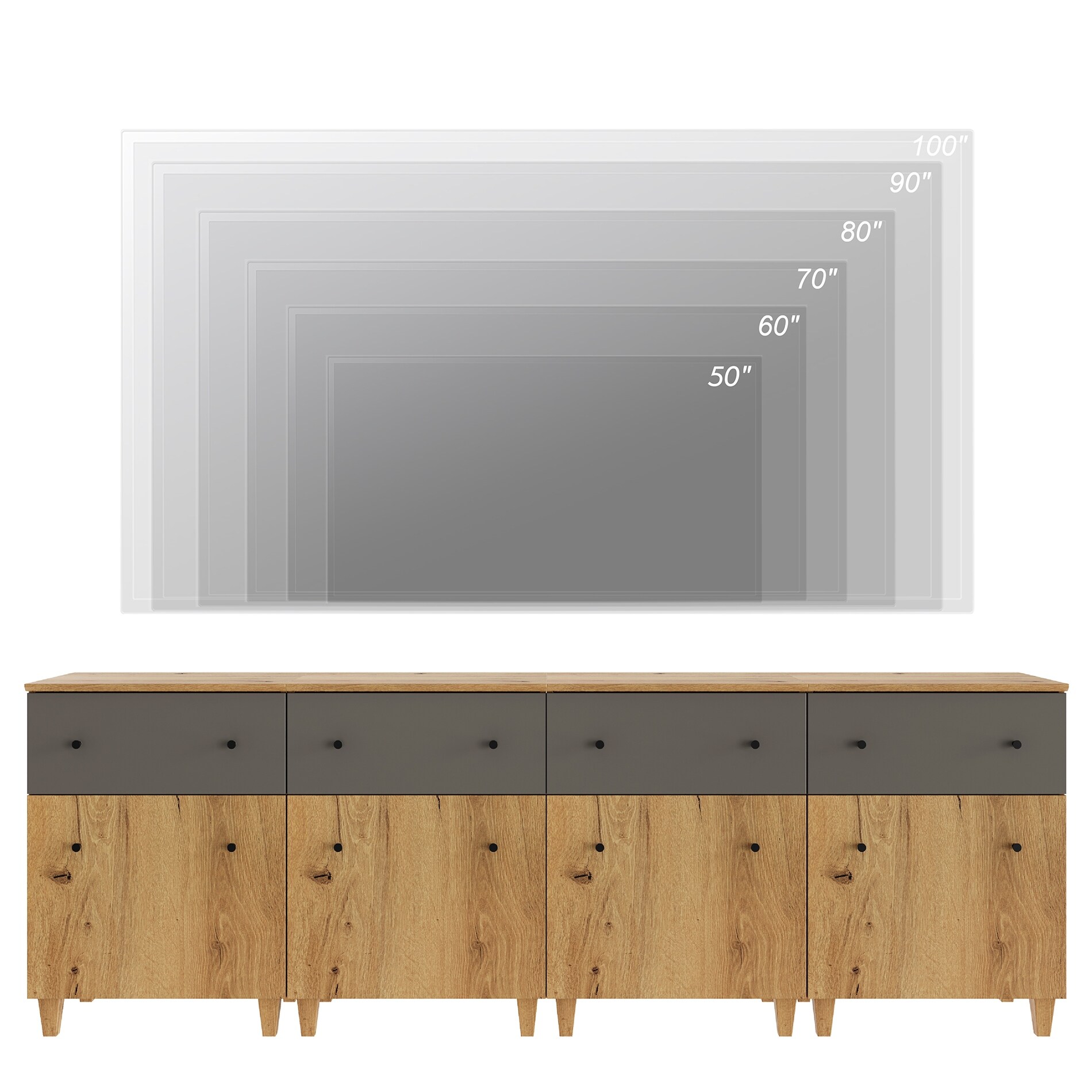 WAMPAT Modern TV Stand for up to 100 inch TV with Storage Cabinets - On  Sale - Bed Bath & Beyond - 36208059