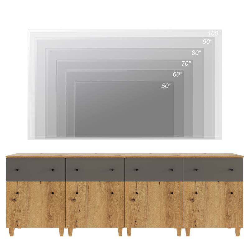 WAMPAT Modern TV Cabinet Stand with Drawers and Door