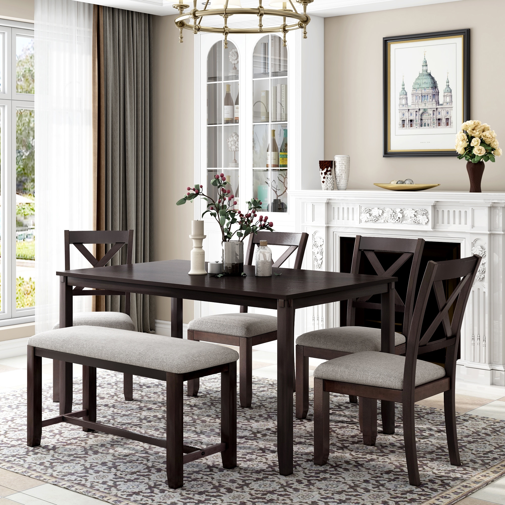 Zenvida 5 piece dining set rustic new arrivals grey wooden kitchen table and 4 chairs