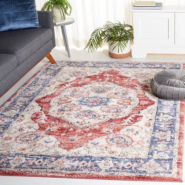 slide 2 of 10, SAFAVIEH Luna Quynh Oriental Medallion Rug 4'5" x 6'5" - Beige/Blue Rust - Rectangle
