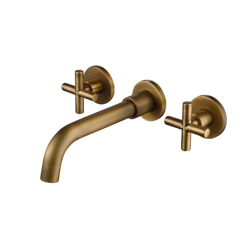 2 Handle Wall Mounted Bathroom Sink Faucet with Cross Design Handles, Rust and Corrosion Resistant and Fingerprint Resistant