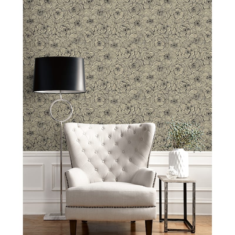 NextWall Ellie Graphic Floral Peel and Stick Wallpaper - 27 in. W x 18 ft. L