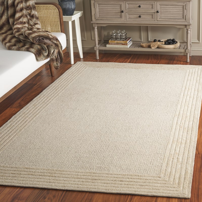 SAFAVIEH Handmade Ebony Dorith Border Wool Rug - 8' x 10' - Ivory/Beige