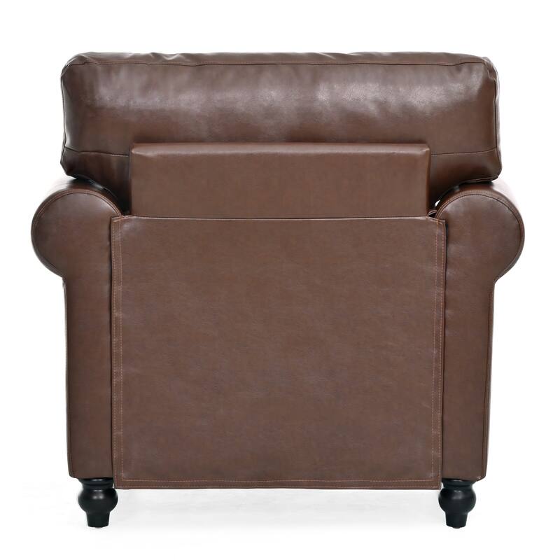 Brown PU 37.4" Accent Chair with Nailheads