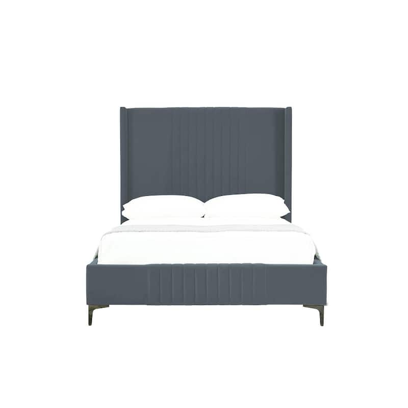 Manhattan Comfort Promenade Mid-Century Modern Velvet Upholstered Bed