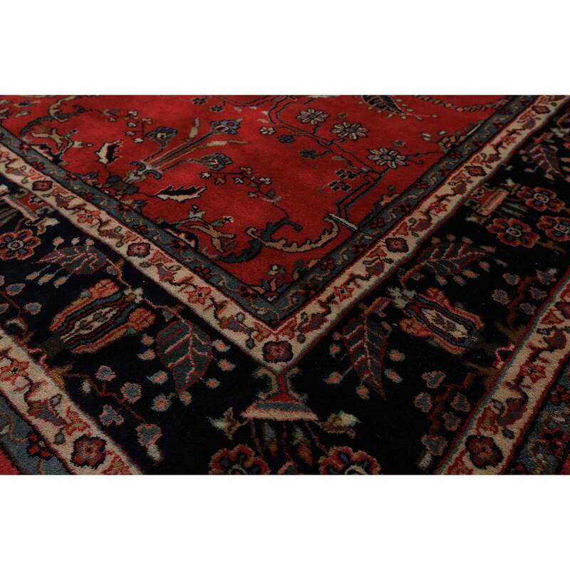 6'2''x9'1'' Hand Knotted Wool Burgundy Sarouk 200 KPSI Plush Pile Rug - 6' 2'' x 9' 1''