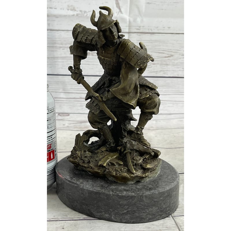 Japanese Samurai Warrior Bronze Statue Sculpture Figure Signed Original 9 Inches X 5 Inches