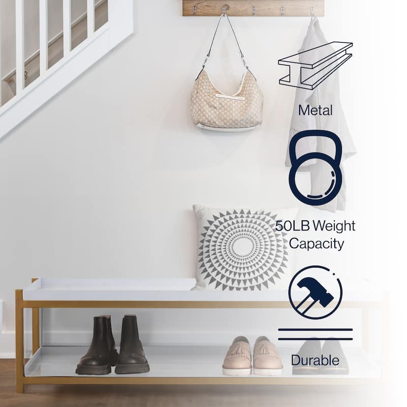 happimess Industrial Compact 10.75" 6-Pair 2-Tier Iron Shoe Rack