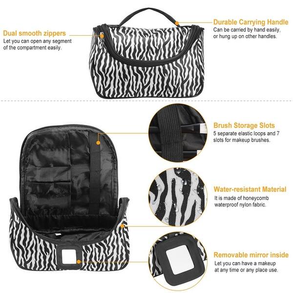 habe travel makeup bag with mirror RRtide of LED Lighted, Makeup Train Case Cosmetic Bag Organizer with Mirror and Lights, Make up Bag with Light up Mirror Adjustable Divider Brush Board 3 Color Lights Small Cosmetic Case - Away