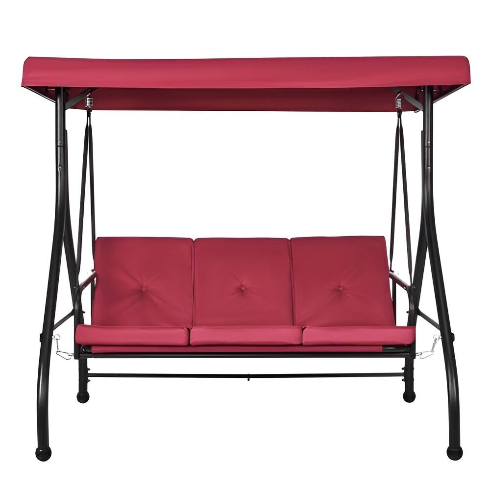 3-Seat Outdoor Swing Chair with Canopy and Cushions for Patio or Porch - 72.8"×46.1"×46.1"