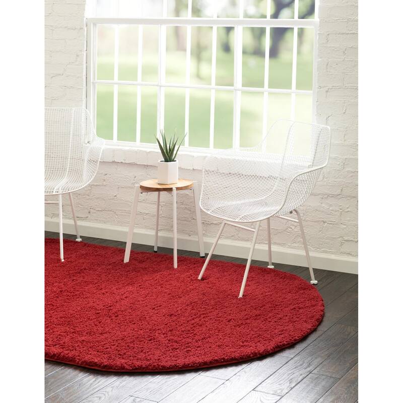 Shag Zester Collection Area Rug - Cherry Red - 5'x8' Oval