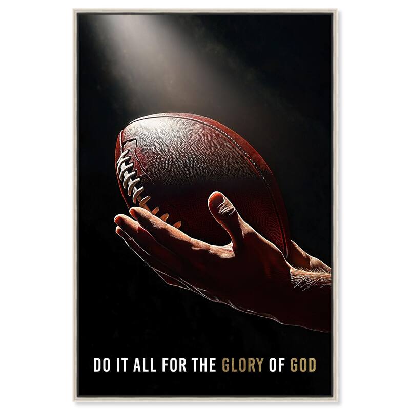 Glory of God Football Canvas by Art Remedy - Silver - 30" x 45"
