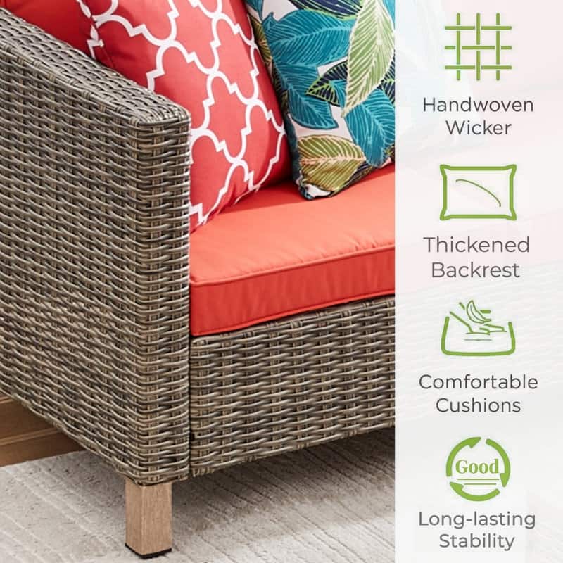 5-Piece Outdoor Wicker Patio Conversation Set