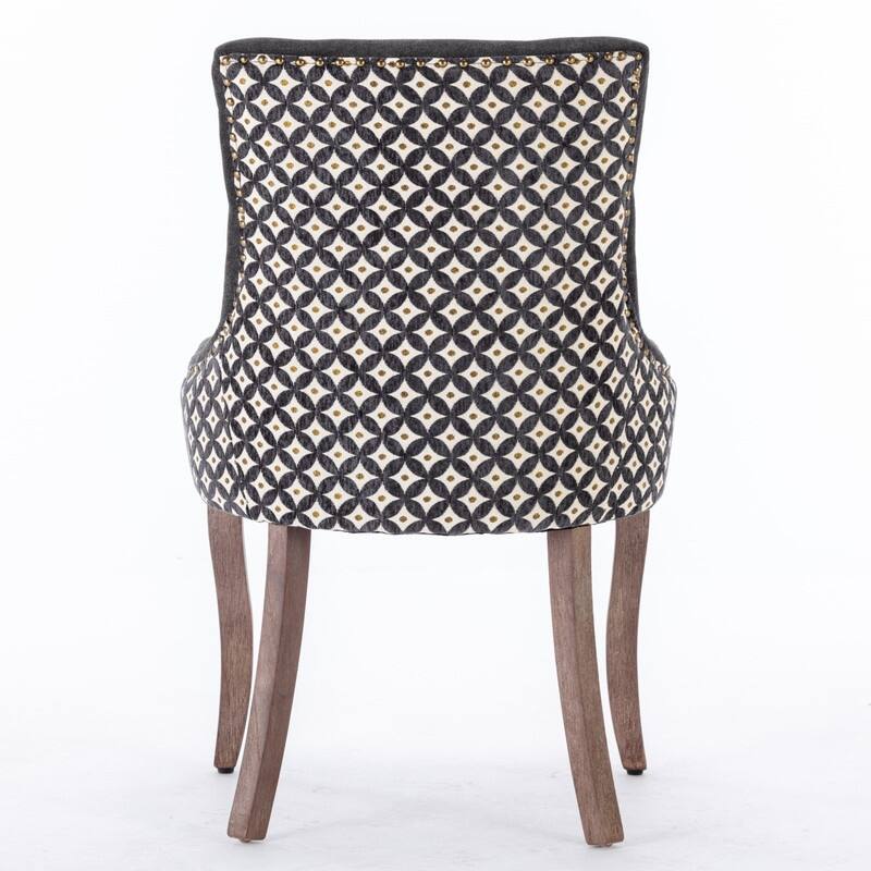American Design Thickened Fabric Dining Chairs Set of 2,Solid Wood Legs, Bronze Nail Head