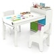 preview thumbnail 3 of 22, Kids Art Table and 2 Chairs Set with 4 Fabric Storage Bins and 4 Compartments - 39.5" x 20" x 23" (L x W x H) White