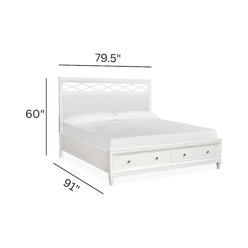 Magnussen Home Springhouse Whisper White Upholstered Panel Storage Bed
