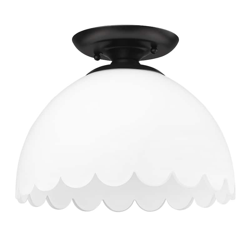 Dorinda 12.25" Wide 1-Light Semi-flush with Opal Shade