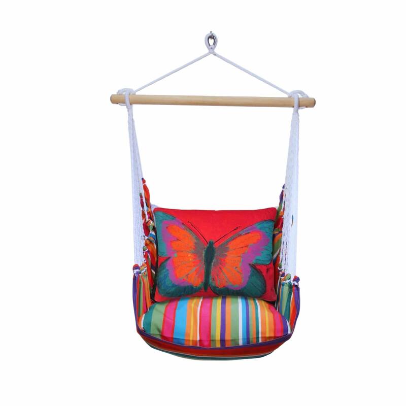 Magnolia Casual Swing Set 4 piece - Le Jardin Stripe w/ Brilliant Red Butterfly