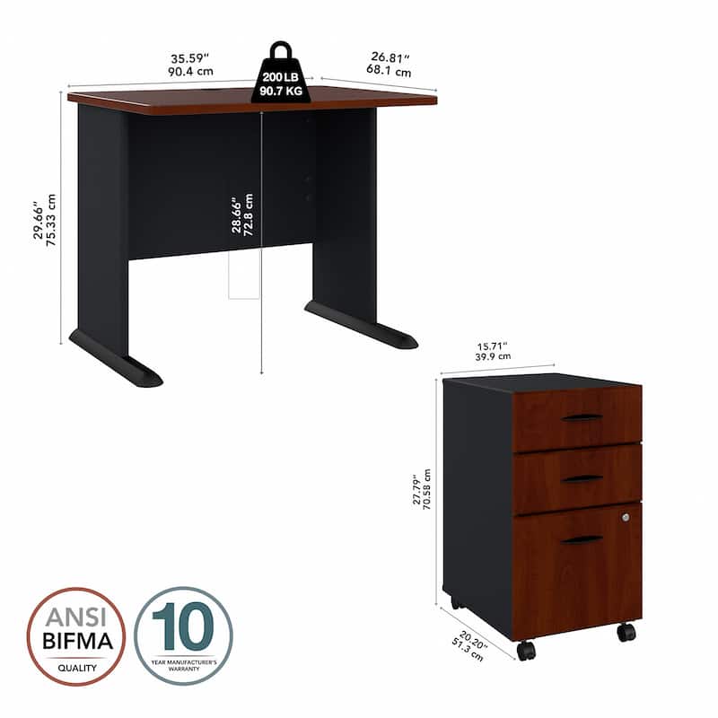 Series A 36W Desk with Mobile File Cabinet by Bush Business Furniture