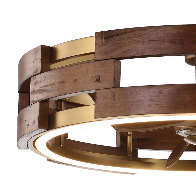 Ceiling Fan 28" Perimost 3-Blade Farmhouse Gold LED