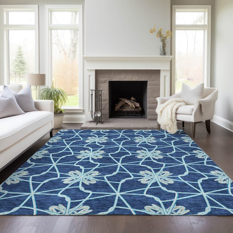 Machine Washable Indoor/ Outdoor Chantille Contempoary Whimsy Rug